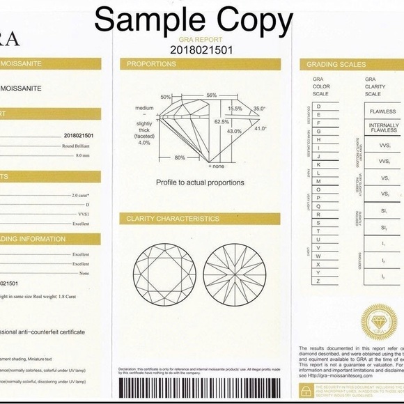 Loose Moissanite Real Gem Stone With GRA Certificate VVS1 D Round 1 Carat 6.5 MM - Picture 2 of 3